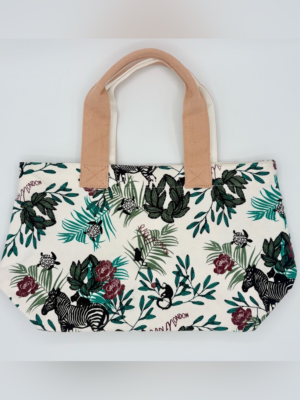 🐢Radley London Tote Bag Zebra Tropical Print Design Animal Vacation Beach Bag
